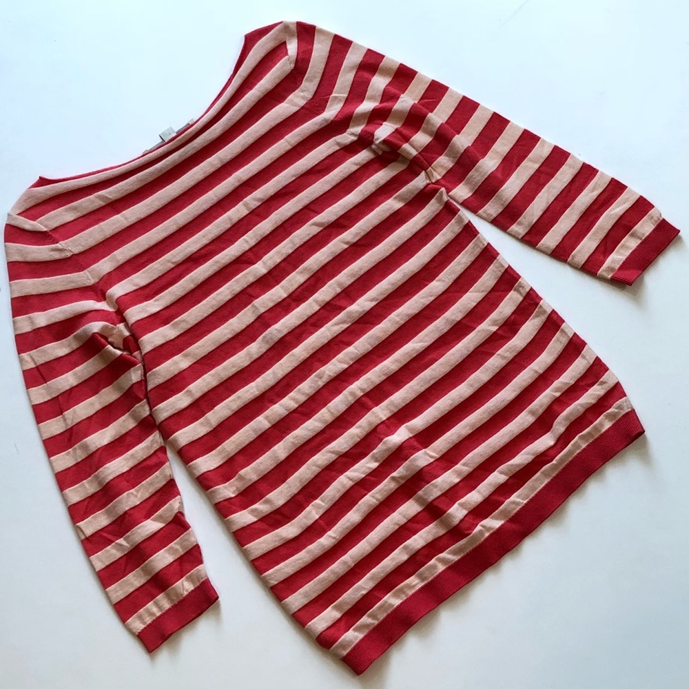 LOFT Red Striped Lightweight Cotton Sweater